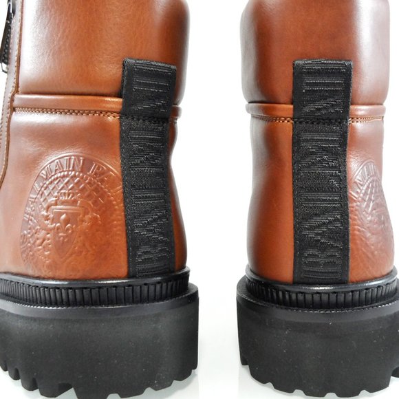 NIB$1450 BALMAIN RANGER EMBOSSED LOGO LEATHER COMBAT DUAL ZIPPERS BOOTS 43 10 - Picture 8 of 16